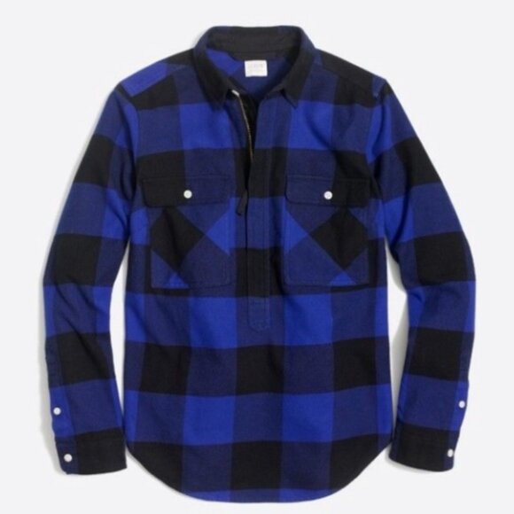 J. Crew Tops - J Crew Blue and Black Plaid Shirt